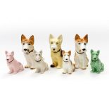 A collection of Sylvac Scotty Dog figures including three No. 1207 and four No.