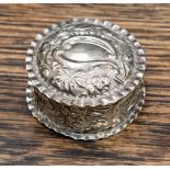 A Victoian silver pill box of embossed floral design, Birmingham 1897 gross weight approx 29.