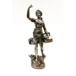 Bronzed spelter figure signed L.