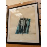 Peter Thursley (20th Century), Leaning Section II, pencil and watercolour, signed and dated 1971,