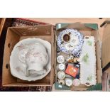 A Victorian style large wash basin, jug and soap dish with cover,