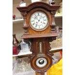 A 19th Century Gustav Becker German wall clock with temperature and barometer in mahogany case,