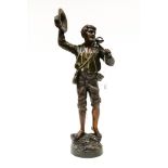 Bronzed spelter figure signed