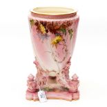 A Worcester circa 1884 vase, a late Victorian Campaign/Empire style ,