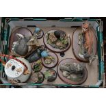 A box of Border fine Arts, Country Artists and Royal Doulton animal and bird figures,