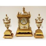 A late 19th Century French Ormolu clock garniture, circa 1880,