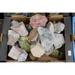 A quantity of hardstone specimens, including Lapis, quartz,