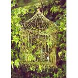 A square section Victorian bird cage, small proportions,