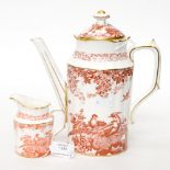 A Royal Crown Derby Red Aves coffee pot and jug