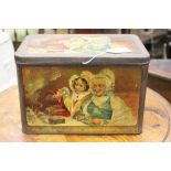 A Mazawattee large tea tin with fitted interior, the cover and sides,