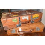 Two leather suitcases,