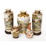 Five Satsuma ware vases,