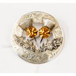 A Scottish silver thistle brooch,