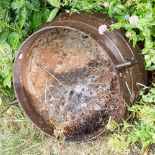 A cast iron cauldron,