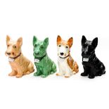 A set of four large Sylvac Scottie Dogs, including black No. 1209, green No.