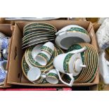 A 'Kahla' Germany dinner service green banding with gilding to include 36 various sized plates,
