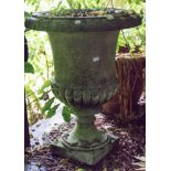 A pair of stone Campana urns, limestone,