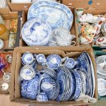 A Copeland Spode blue and white part dinner and tea service, including tea and coffee pot,