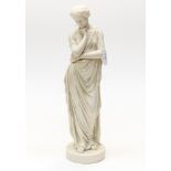 A Belleek parian ware figure of Meditation, second period black printed mark (1891-1926),