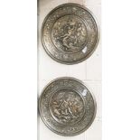 Two Elkington silver plated circular plaques: after Leonard Morel-Ladeuil,