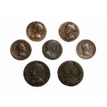 Half Penny 1700 and 1748 Farthing 1675, 16??, 1694, 1702,