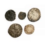 Edward 1st Farthing, Half Crown - London, Edward 2nd Penny - London, Edward III Penny, York,