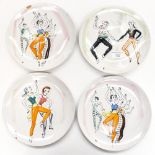 Four 1960s Italian plaques, hand painted,