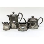 A four piece tea service by Walker & Hall,