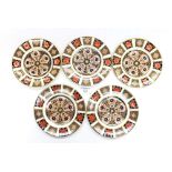 Five Royal Crown Derby Imari 1128 pattern side plates of various years