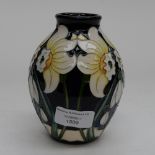 A Moorcroft trial vase, Narcissus and Snow Drops on a cobalt blue ground, 1st quality,