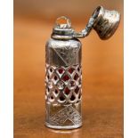 An Edwardian silver cased ruby glass scent bottle, Birmingham 1903,