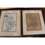 Local interest - two framed and glazed 19th Century maps, one Derbyshire,