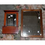 A small wall fixing Edwardian mirror with box,