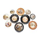 A collection of eight Prattware pot lids,