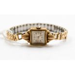 A nine carat gold cased ladies wrist watch,