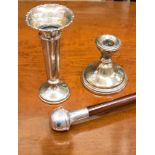 A silver pommel walking cane,