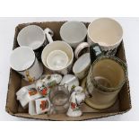 Eight crested ware items including goss, Wedgwood One Thousand Years of English Monarchy mug,