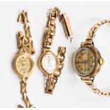 A 9ct gold cased ladies Rotary watch and 9ct gold bracelet,