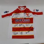 A Sheffield Eagles Rugby shirt, signed by the team,