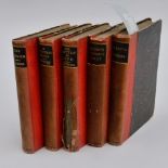 Five books from Routledge's Pocket Library series (1880s-1890s): 'A Christmas Carol',