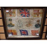 World War One framed silks - Notice Australia flag upside down