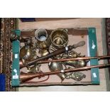 An Abol, rose spray pump, assorted brassware,