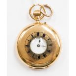 An 18ct gold small half hunter pocket watch, crown winding movement by Mollett, Bath,