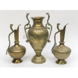 A garniture of Indian brass, late nineteenth/early twentieth Century,