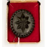 A Victorian Whitby Jet mourning brooch,