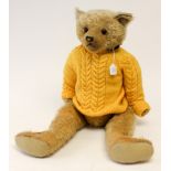 Teddy Bear: A 1920's, golden mohair teddy bear, maker unknown, Ron, orange glass eyes,