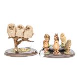 Royal Doulton set of six owls with plinth,