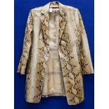 A ladies original snakeskin coat in beige and brown colourway by Ann (1) Klein size 12 1980s