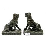 A pair of 18th century carved green granite dog figures, Rococo style, circa 1750,