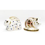 Two small gold stopper Royal Crown Derby paperweights,